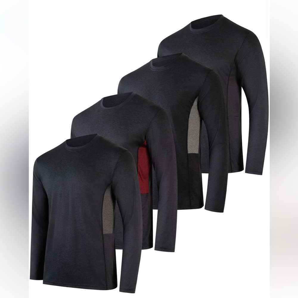 Men's Black and Gray Long Sleeve Shirt Set 4 pack